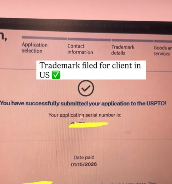 Trademark filed for client